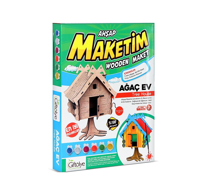 GİFTÖLYE 3D BÜYÜK KUTULU MAKET AĞAÇ EV