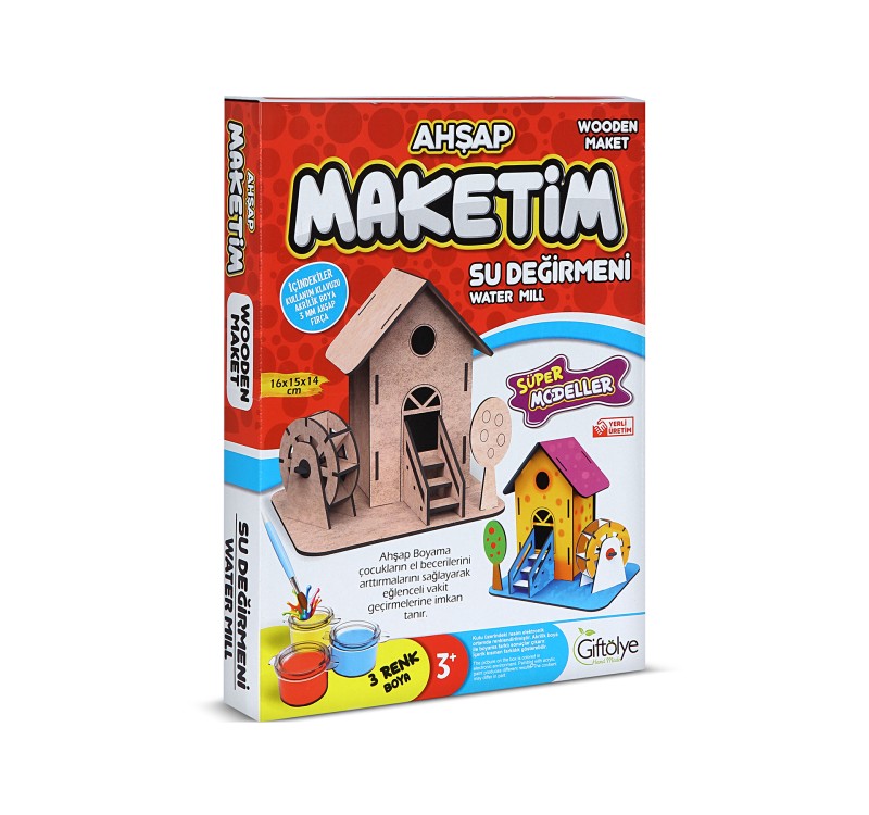 GİFTÖLYE 3D BÜYÜK KUTULU MAKET SU DEĞİRMENİ