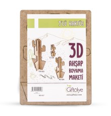 GİFTÖLYE 3D BOYANABİLİR MAKET KAKTÜS 3'LÜ