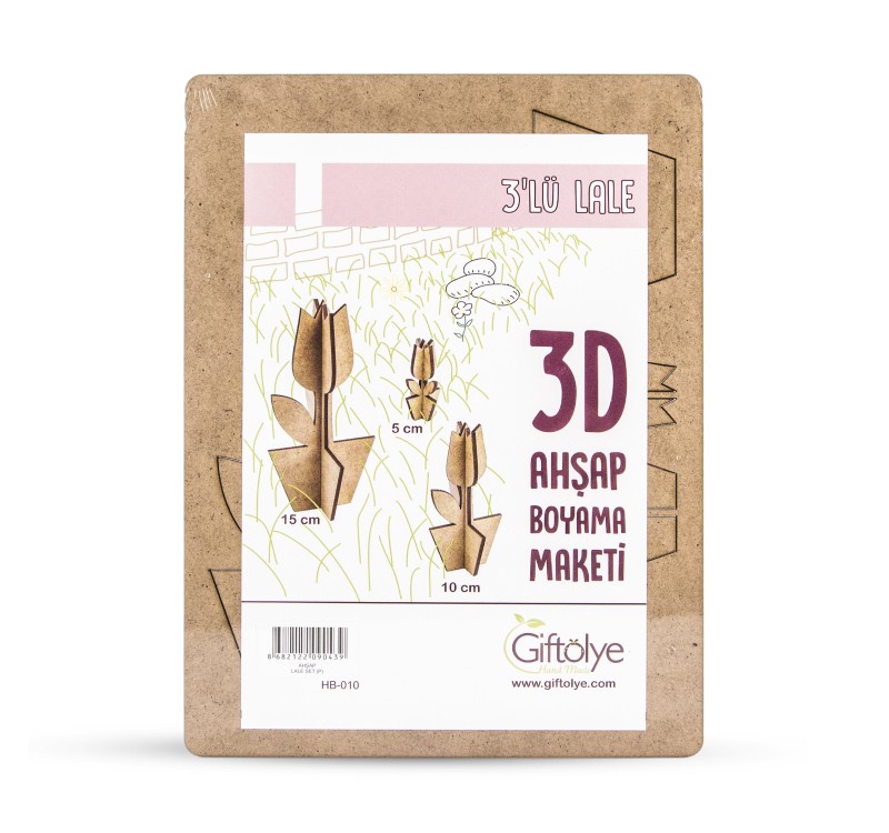 GİFTÖLYE 3D BOYANABİLİR MAKET LALE 3'LÜ