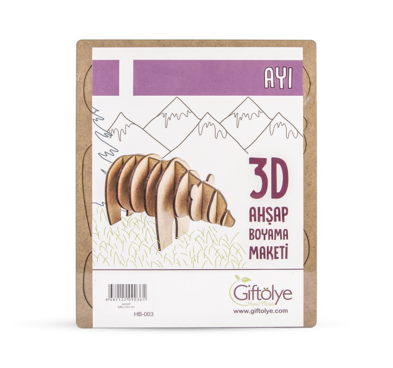 GİFTÖLYE 3D BOYANABİLİR MAKET AYI