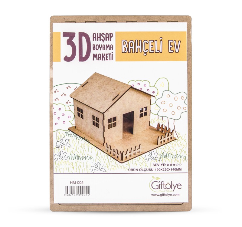GİFTÖLYE 3D BOYANABİLİR MAKET BAHÇELİ EV