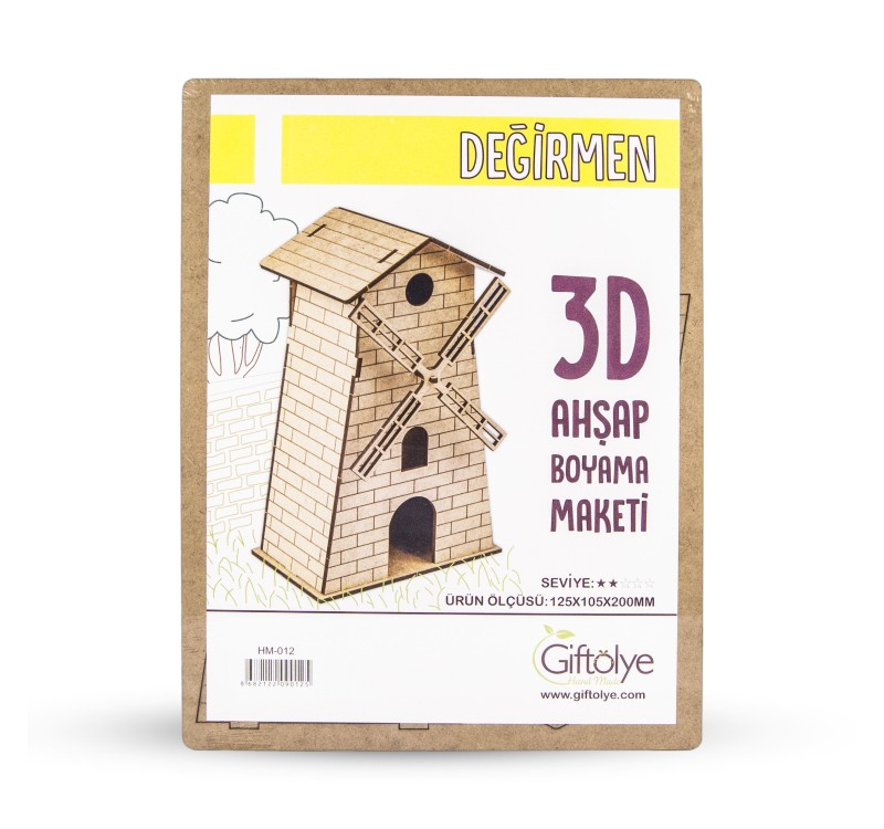 GİFTÖLYE 3D BOYANABİLİR MAKET DEĞİRMEN