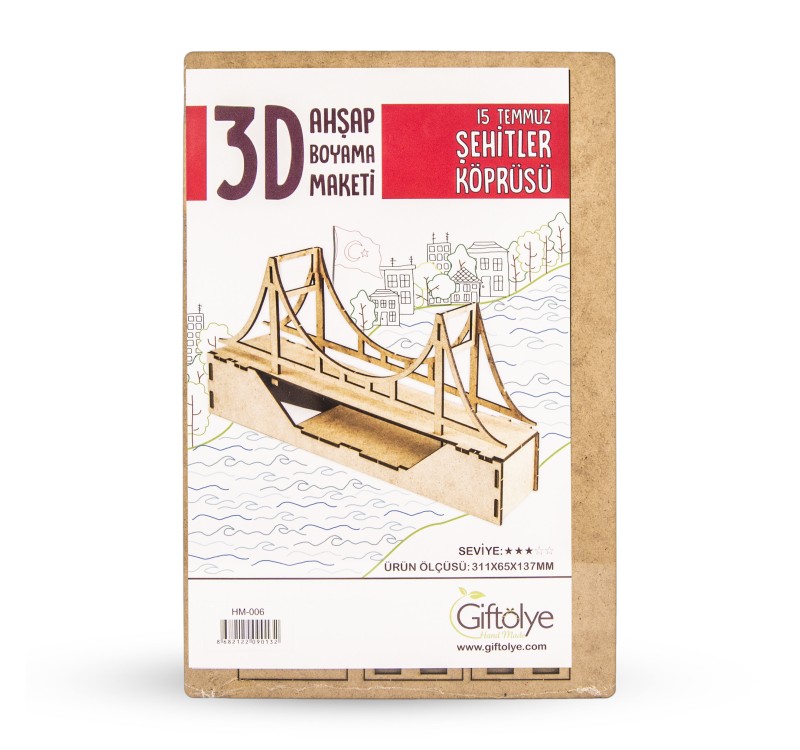 GİFTÖLYE 3D BOYANABİLİR MAKET 15 TEMMUZ ŞEHİTLER KÖPRÜSÜ