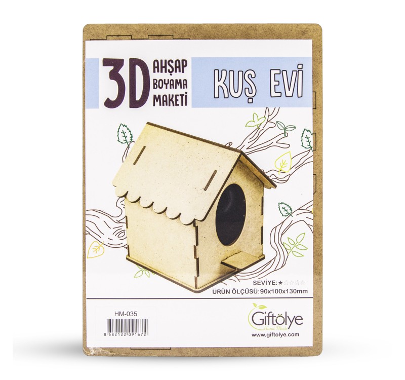 GİFTÖLYE 3D BOYANABİLİR MAKET KÜÇÜK KUŞ EVİ