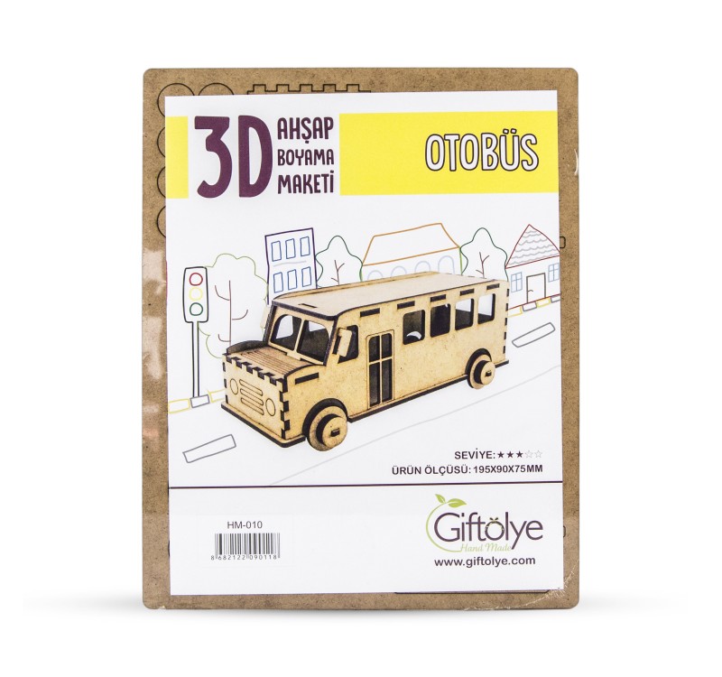 GİFTÖLYE 3D BOYANABİLİR MAKET OTOBÜS
