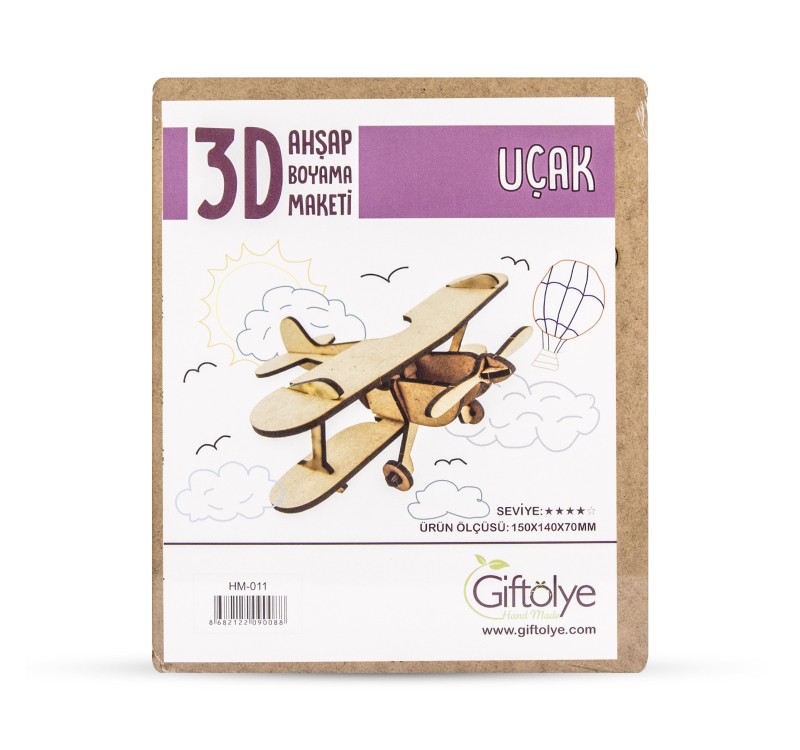 GİFTÖLYE 3D BOYANABİLİR MAKET UÇAK