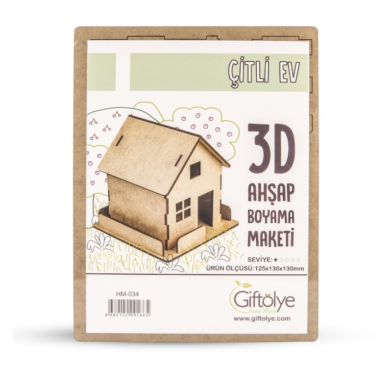 GİFTÖLYE 3D BOYANABİLİR MAKET ÇİTLİ EV