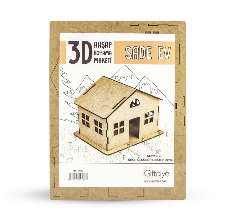 GİFTÖLYE 3D BOYANABİLİR MAKET SADE EV